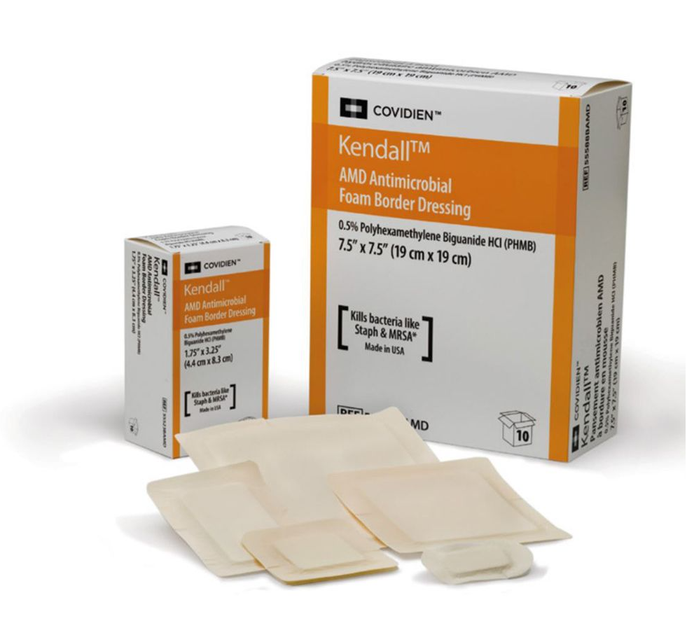 Cuidado avançado de feridas | Coberturas de espuma antimicrobiana AMD | Coberturas de Borda de Espuma Antimicrobiana AMD Kendall™