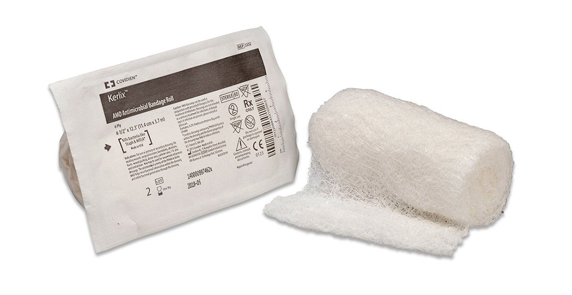 Cuidado avançado de feridas | Coberturas antimicrobianos AMD | Rolos de Bandagem de Gaze Antimicrobiana Kerlix™ AMD